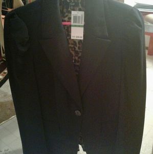 NWT, Vintage 80's, Black, Blazer with Leopard Print Lining by Sele'🐆🐆🖤🦋🖤🦋
